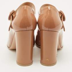 Pre Owned Gianvito Rossi Beige Patent Leather Mary Jane Pumps Size 38