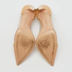 Pre Owned Gianvito Rossi Beige Patent Leather and PVC Plexi Pointed Toe Pumps Size 36.5