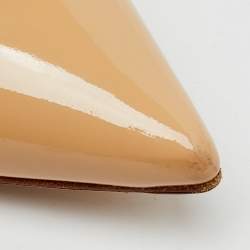 Pre Owned Gianvito Rossi Beige Patent Leather and PVC Plexi Pointed Toe Pumps Size 36.5