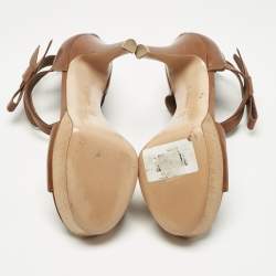 Pre Owned Gianvito Rossi Brown Leather Platform Ankle Strap Sandals