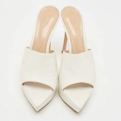 Pre Owned Gianvito Rossi White Leather Betty Platform Sandals Size 40