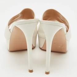 Pre Owned Gianvito Rossi White Leather Betty Platform Sandals Size 40