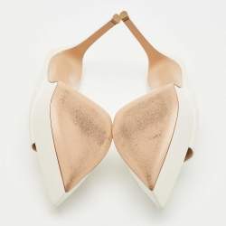 Pre Owned Gianvito Rossi White Leather Betty Platform Sandals Size 40