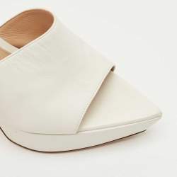 Pre Owned Gianvito Rossi White Leather Betty Platform Sandals Size 40