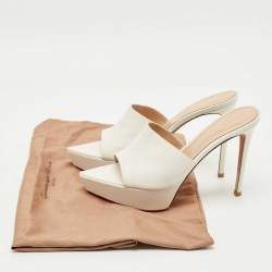 Pre Owned Gianvito Rossi White Leather Betty Platform Sandals Size 40