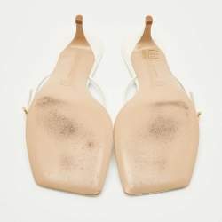 Pre Owned Gianvito Rossi White Patent Leather Buckle Thong Slide Sandals Size 38                      