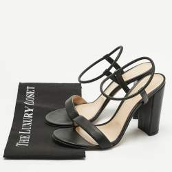 Pre Owned Gianvito Rossi Black  Leather Block Heel Ankle Wrap Sandals Size 41