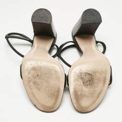 Pre Owned Gianvito Rossi Black  Leather Block Heel Ankle Wrap Sandals Size 41