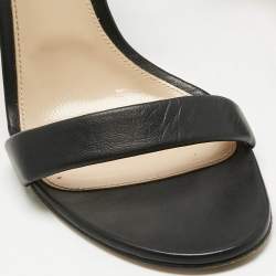 Pre Owned Gianvito Rossi Black  Leather Block Heel Ankle Wrap Sandals Size 41