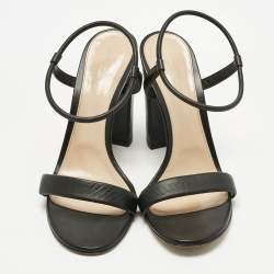 Pre Owned Gianvito Rossi Black  Leather Block Heel Ankle Wrap Sandals Size 41