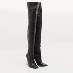 Pre Owned Gianvito Rossi Black Leather Hansen Over The Knee Boots Size 38.5