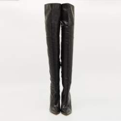 Pre Owned Gianvito Rossi Black Leather Hansen Over The Knee Boots Size 38.5