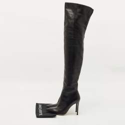 Pre Owned Gianvito Rossi Black Leather Hansen Over The Knee Boots Size 38.5