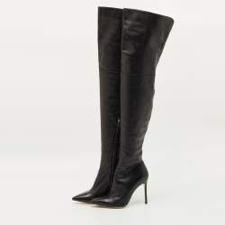 Pre Owned Gianvito Rossi Black Leather Hansen Over The Knee Boots Size 38.5