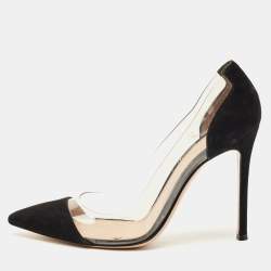 Pre Owned Gianvito Rossi Black PVC and Suede Plexi Pumps Size 37