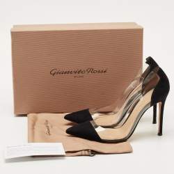 Pre Owned Gianvito Rossi Black PVC and Suede Plexi Pumps Size 37