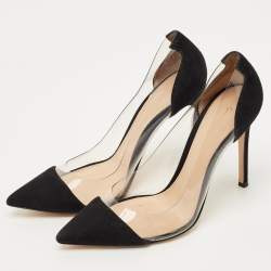 Pre Owned Gianvito Rossi Black PVC and Suede Plexi Pumps Size 37
