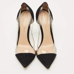 Pre Owned Gianvito Rossi Black PVC and Suede Plexi Pumps Size 37