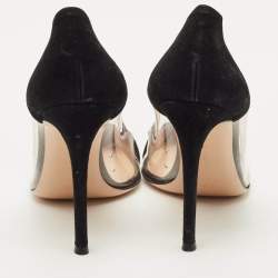 Pre Owned Gianvito Rossi Black PVC and Suede Plexi Pumps Size 37