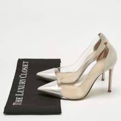 Pre Owned Gianvito Rossi Transparent/Silver Leather and PVC Plexi Pumps Size 37