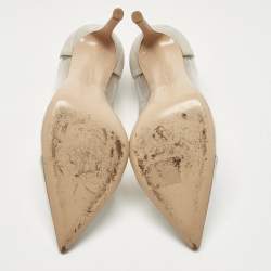 Pre Owned Gianvito Rossi Transparent/Silver Leather and PVC Plexi Pumps Size 37
