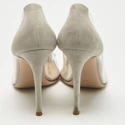 Pre Owned Gianvito Rossi Transparent/Silver Leather and PVC Plexi Pumps Size 37