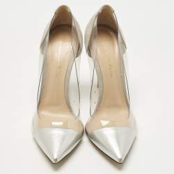 Pre Owned Gianvito Rossi Transparent/Silver Leather and PVC Plexi Pumps Size 37