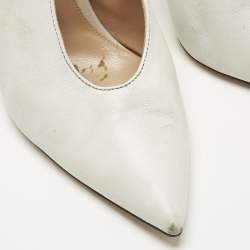 Pre Owned Gianvito Rossi White Leather Thick Slingback Pumps Size 39