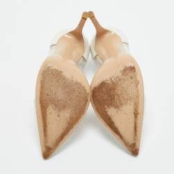 Pre Owned Gianvito Rossi Transparent/White Leather and PVC Plexi Pumps Size 37