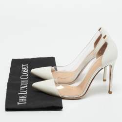 Pre Owned Gianvito Rossi Transparent/White Leather and PVC Plexi Pumps Size 37