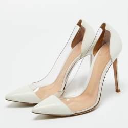 Pre Owned Gianvito Rossi Transparent/White Leather and PVC Plexi Pumps Size 37