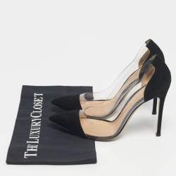Pre Owned Gianvito Rossi Black/Transparent Suede and PVC Plexi Pumps Size 37