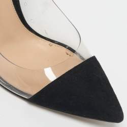 Pre Owned Gianvito Rossi Black/Transparent Suede and PVC Plexi Pumps Size 37