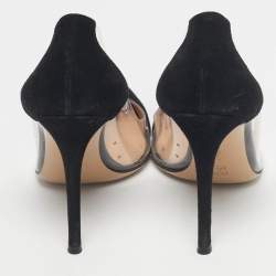 Pre Owned Gianvito Rossi Black/Transparent Suede and PVC Plexi Pumps Size 37