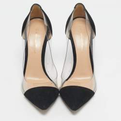 Pre Owned Gianvito Rossi Black/Transparent Suede and PVC Plexi Pumps Size 37
