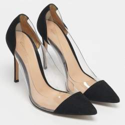 Pre Owned Gianvito Rossi Black/Transparent Suede and PVC Plexi Pumps Size 37
