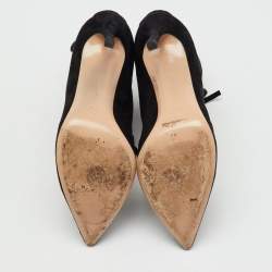 Pre Owned Gianvito Rossi Black Suede Pointed Toe Lace Up Ankle Length Boots Size 38