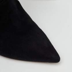 Pre Owned Gianvito Rossi Black Suede Pointed Toe Lace Up Ankle Length Boots Size 38