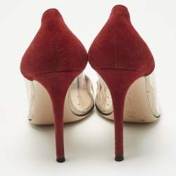 Pre Owned Gianvito Rossi Burgundy/Gold PVC and Leather Plexi  Pumps Size 39