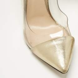 Pre Owned Gianvito Rossi Burgundy/Gold PVC and Leather Plexi  Pumps Size 39