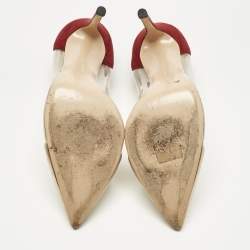 Pre Owned Gianvito Rossi Burgundy/Gold PVC and Leather Plexi  Pumps Size 39