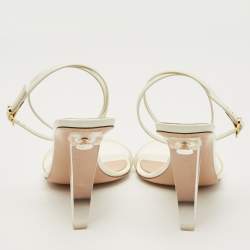 Pre Owned Gianvito Rossi White Patent Leather and PVC Odyssey Ankle Strap Sandals Size 39