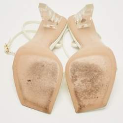 Pre Owned Gianvito Rossi White Patent Leather and PVC Odyssey Ankle Strap Sandals Size 39