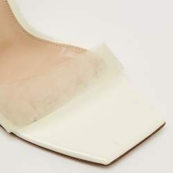 Pre Owned Gianvito Rossi White Patent Leather and PVC Odyssey Ankle Strap Sandals Size 39