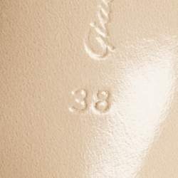 Pre Owned Gianvito Rossi Beige/Black Leather Cap Toe Lucy Slingback Pumps Size 38