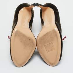 Pre Owned Gianvito Rossi Brown Velvet Miral Open Toe Ankle Boots Size 37