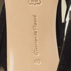 Pre Owned Gianvito Rossi Black Suede and Mesh Maxine Laser Cut Pointed Toe Pumps Size 40