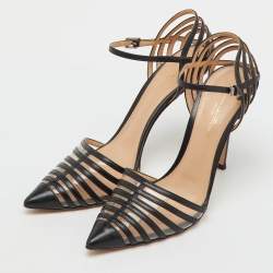 Pre Owned Gianvito Rossi Black Leather and PVC Strappy Pumps Size 40