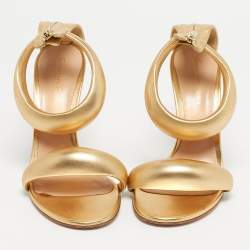 Pre Owned Gianvito Rossi Gold Leather Bijoux Sandals Size 38
