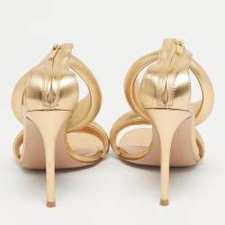 Pre Owned Gianvito Rossi Gold Leather Bijoux Sandals Size 38